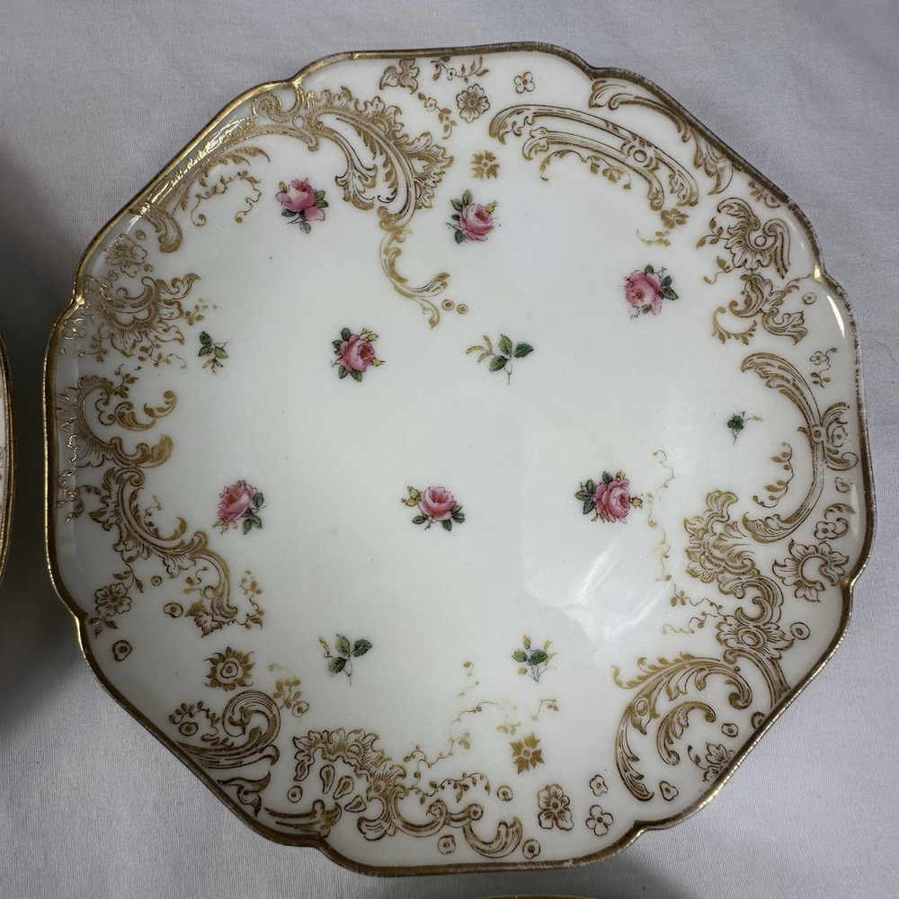 4 Antique Haviland Limoges Rose & Gold Bread Plates 6.25" Grandmillenial Shabby - Picture 5 of 16